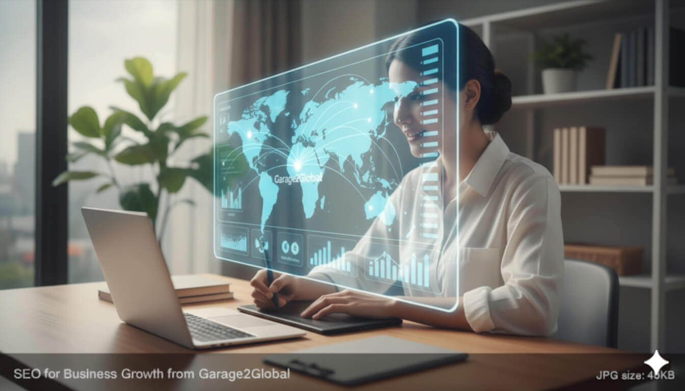 Create a clean, cinematic landscape image (1200×675 px, 16:9) — realistic style. Show a business expanding from local to global markets, with maps or connections subtly integrated. Professional, cinematic, realistic. Not a flyer.